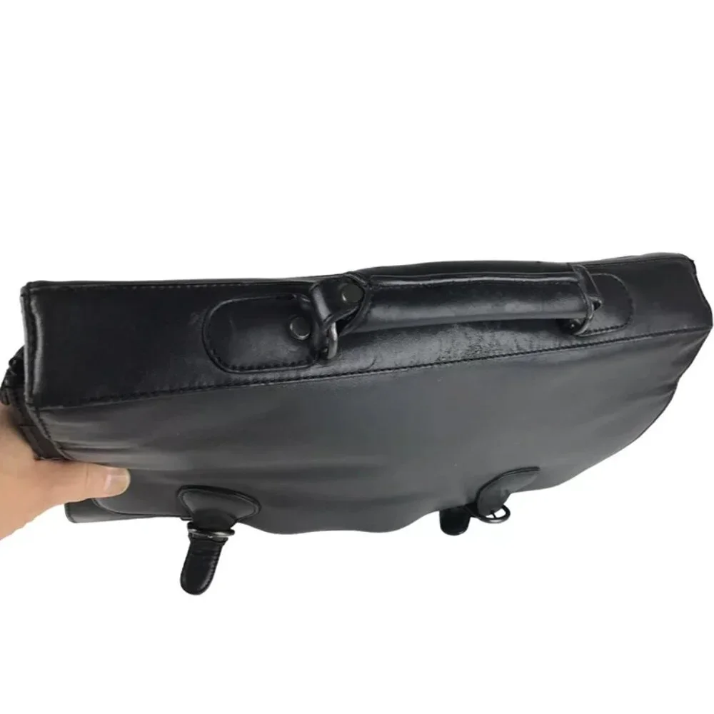 Kenneth Cole Briefcase/Document Case Unisex Black Leather Pockets Top Handle